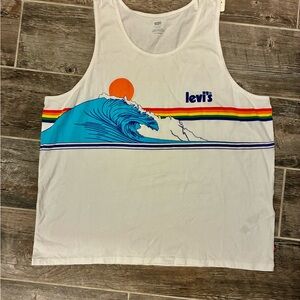 Levi's White Tank Top with Wave Design